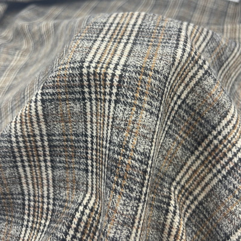 Ткани в клетку «гусиные лапки» в клетку Брауна с металлическим плетением на костюм 250515