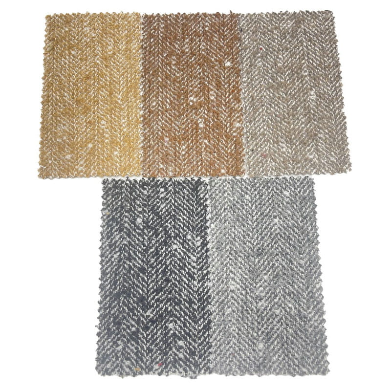 Серо-белая шерстяная толстая твидовая ткань с узором «елочка» для зимней одежды 3906