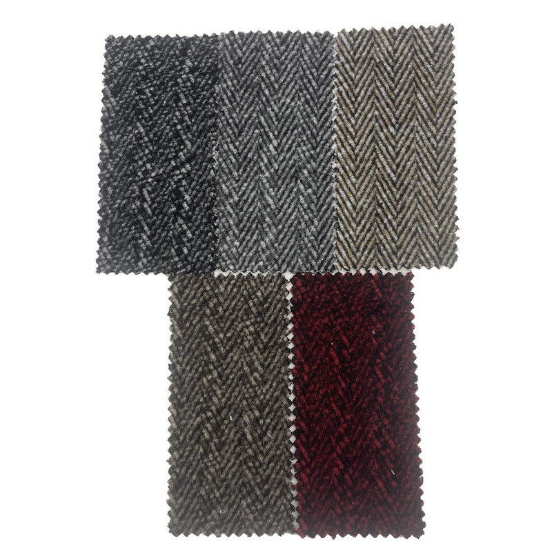 Черные красные ткани твида щетки «елочка» шерстей толстые на одежды 4298